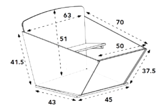 Technische Zeichnung Masse Bakfiets.nl Cargo Box kurz 95 Liter