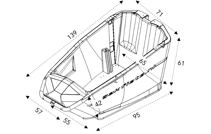 Abmessungen Bakfiets.nl Shepherd Box aus EPP Material