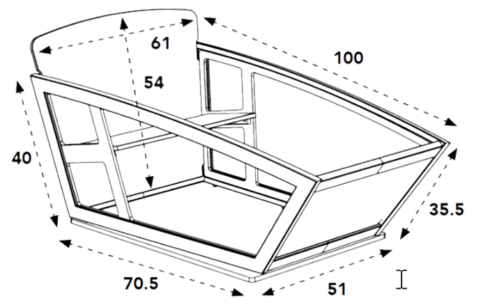Dimensionen Bakfiets.nl Shadow Box aus Aluminium und Netzgewebe